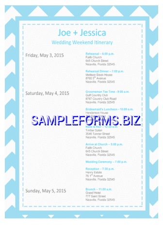 Wedding Itinerary Template 2 docx pdf free